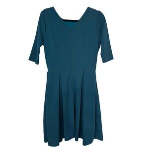 Single Los Angeles Teal Fit and Flare Dress Elbow Sleeve Textured Knit Small